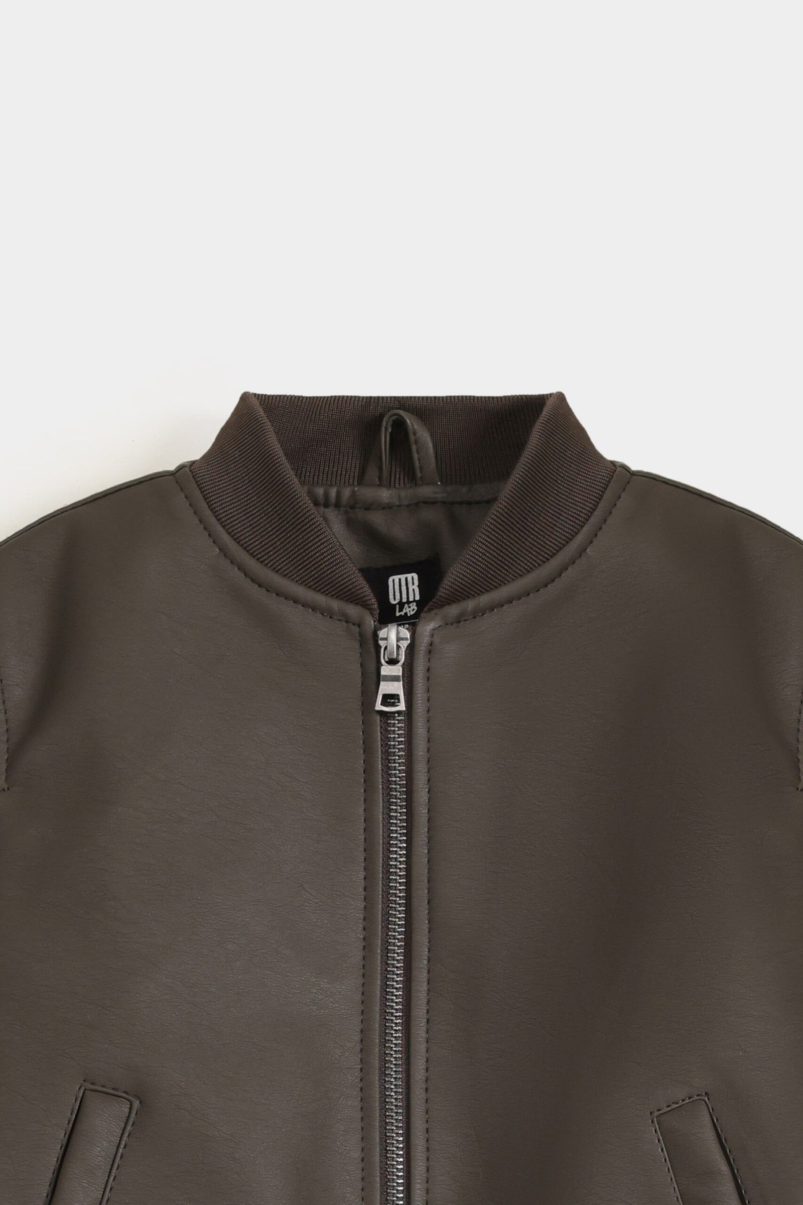 Faux Leather Bomber Jacket - Image 5