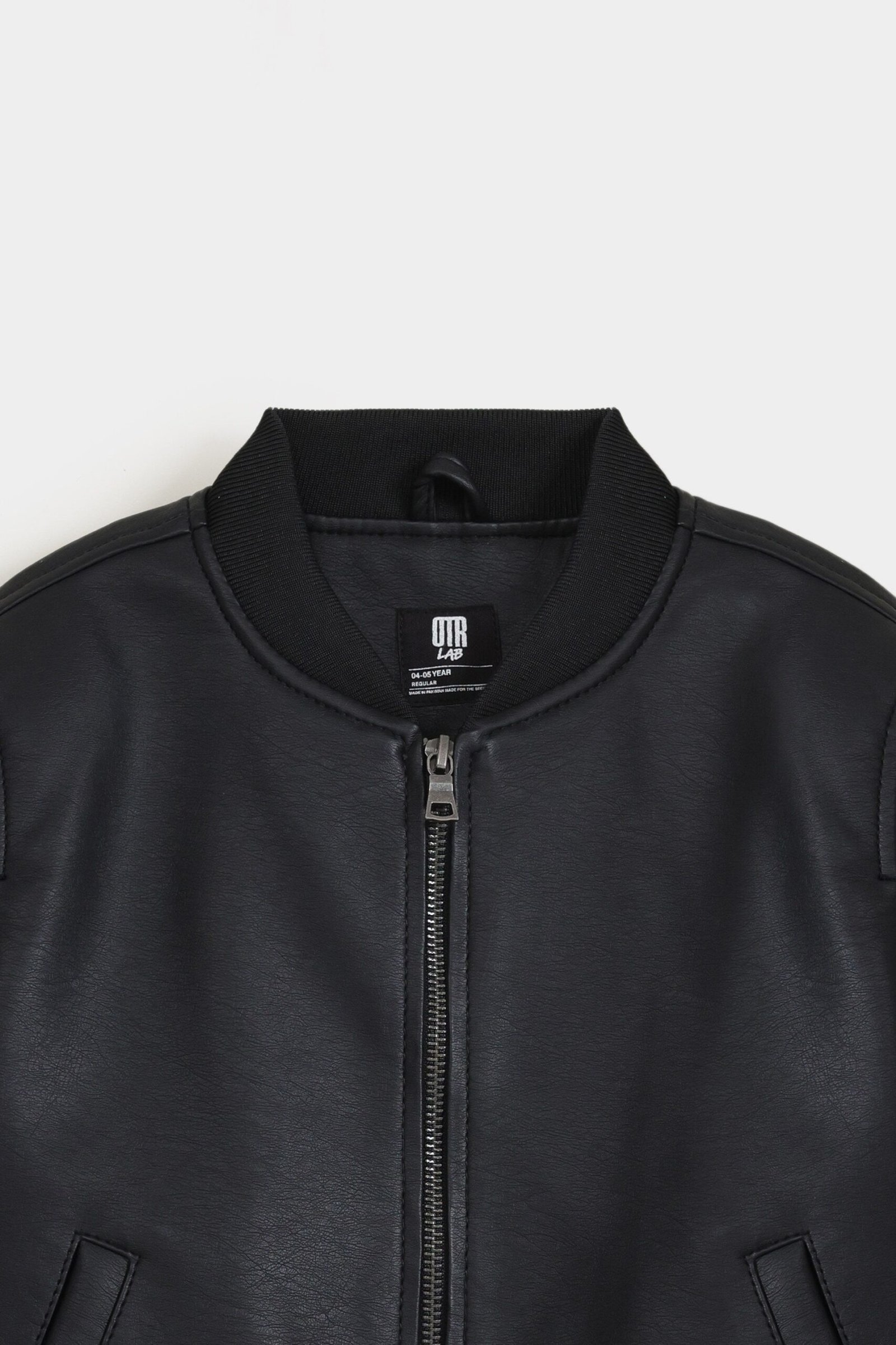 Faux Leather Bomber Jacket - Image 2