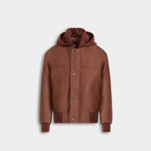 Hooded Faux Leather Jacket