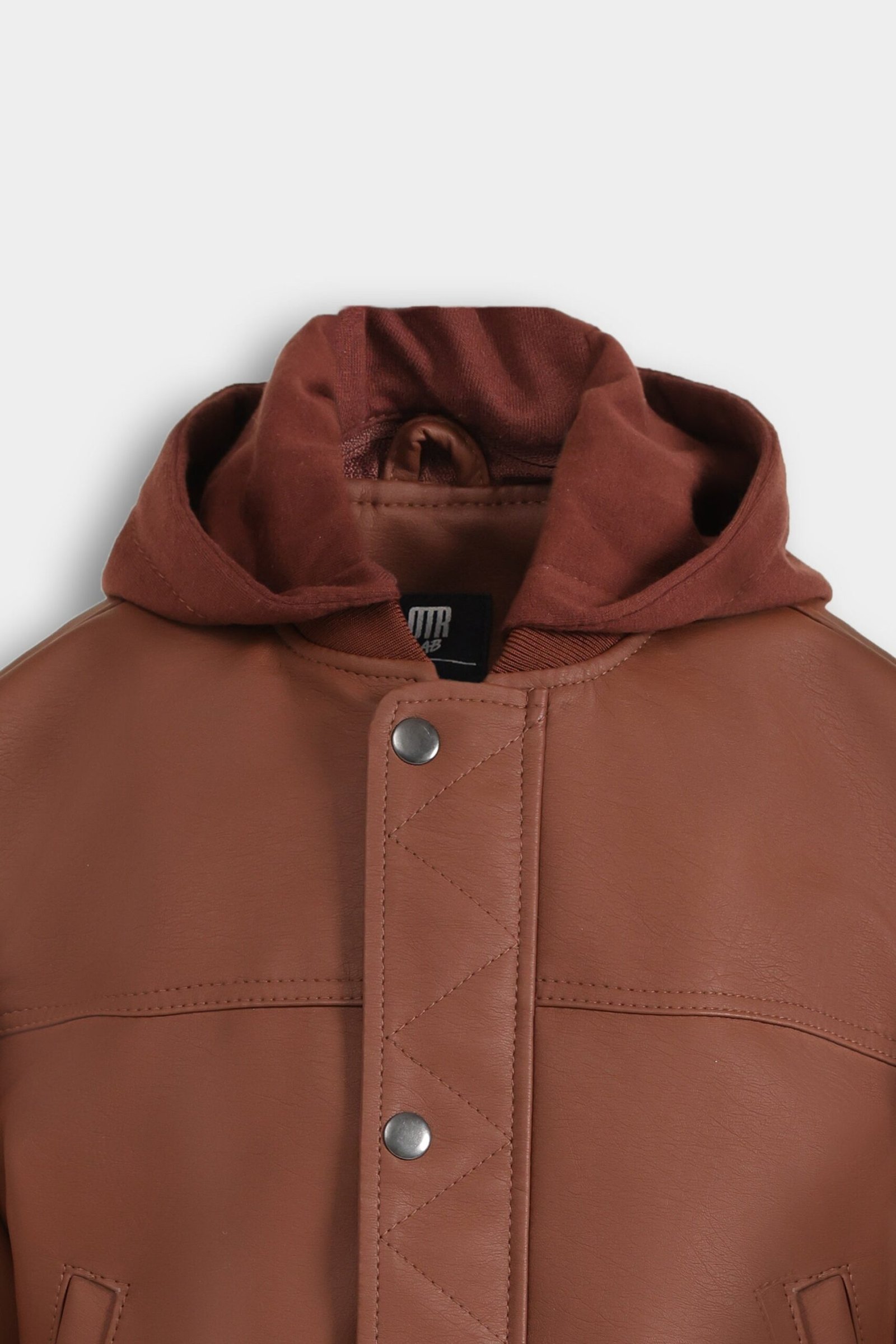 Hooded Faux Leather Jacket - Image 2