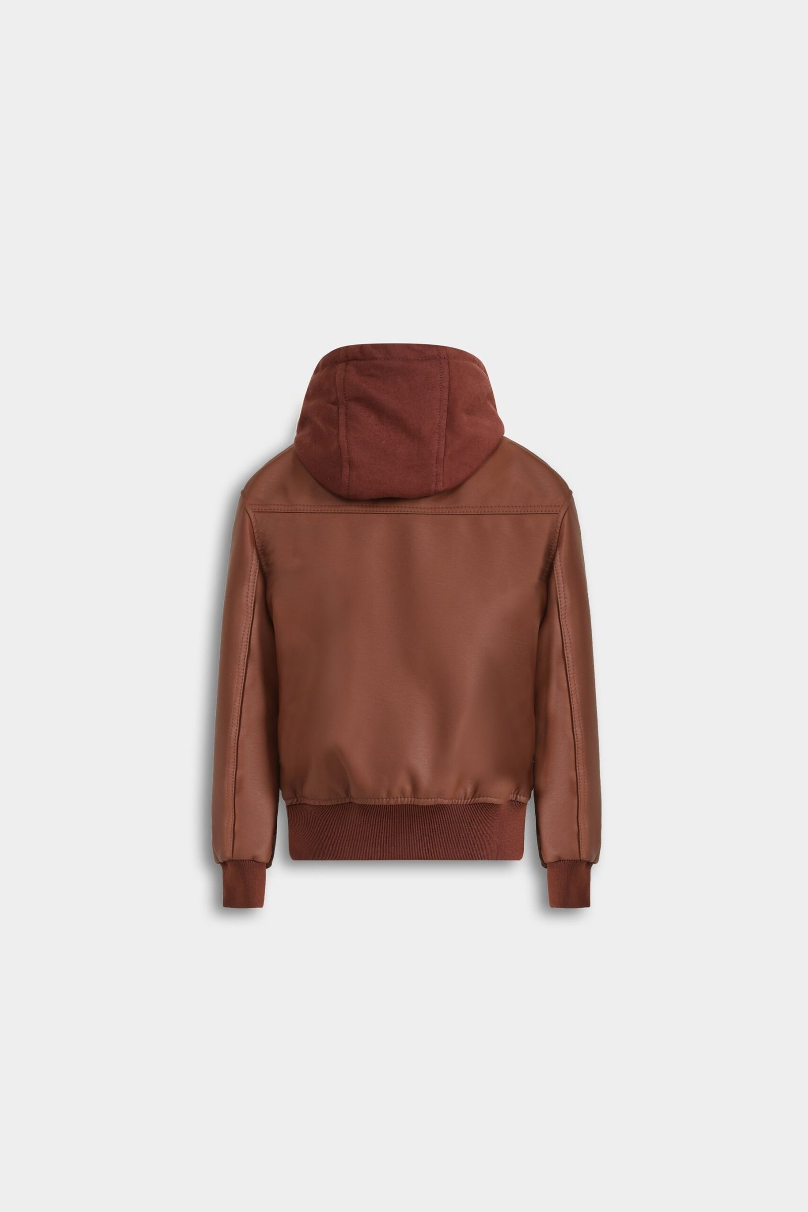 Hooded Faux Leather Jacket - Image 3