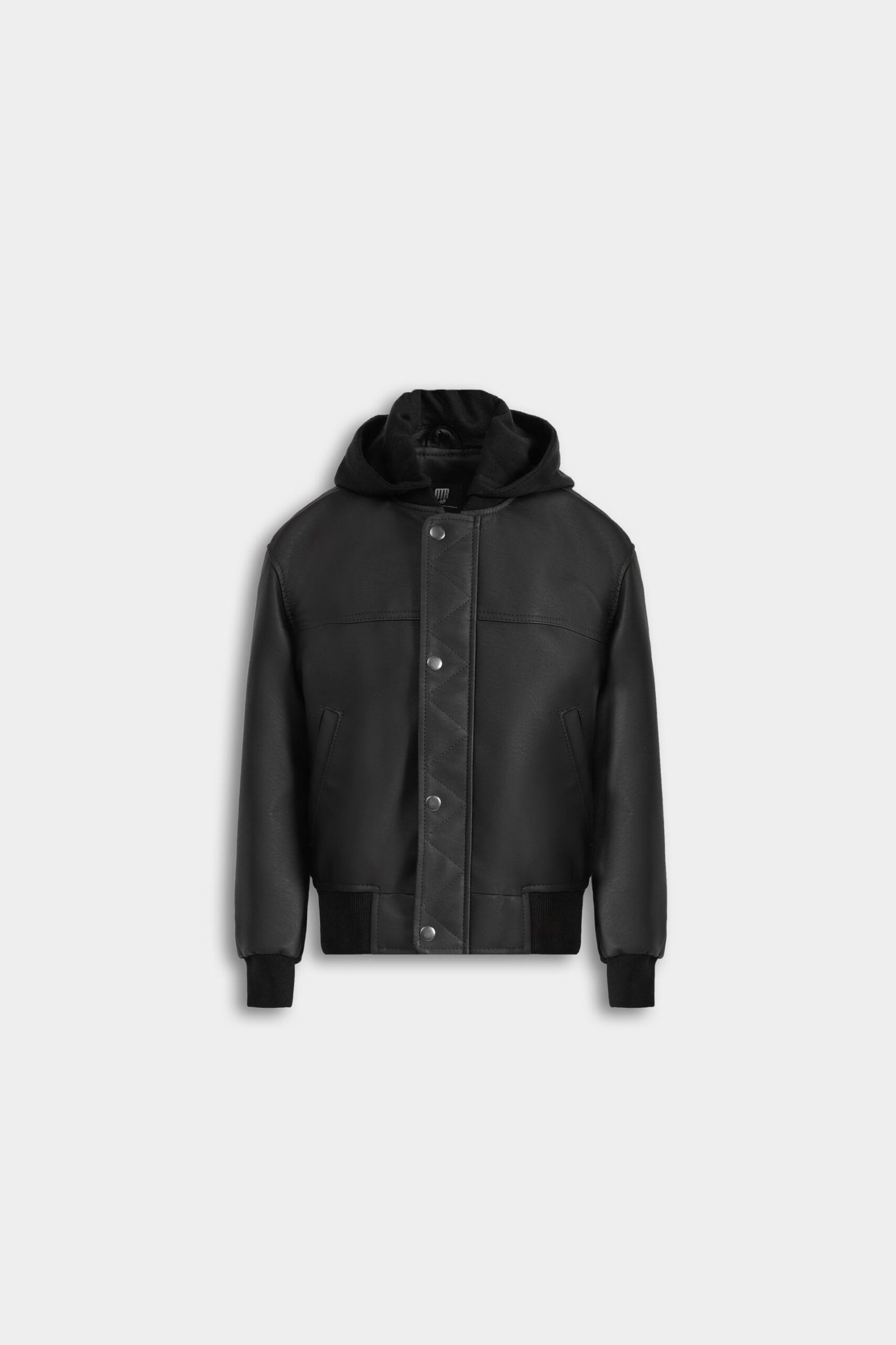 Hooded Faux Leather Jacket - Image 4
