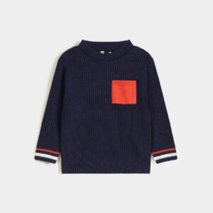 Mock Neck Sweater With Patch Pocket
