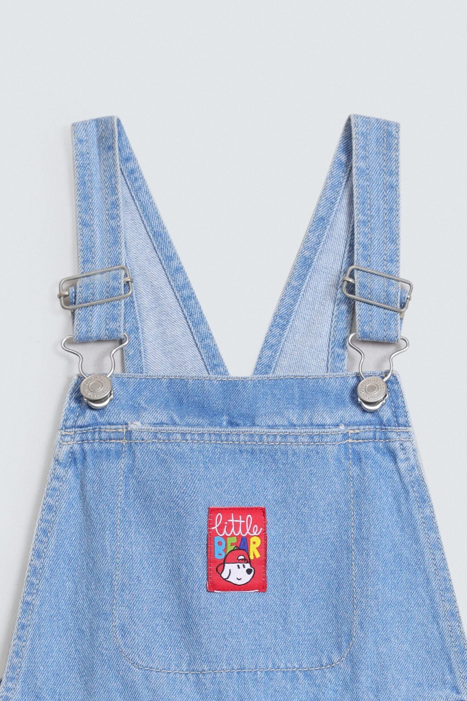 Denim Dungaree With Label Patch - Image 2