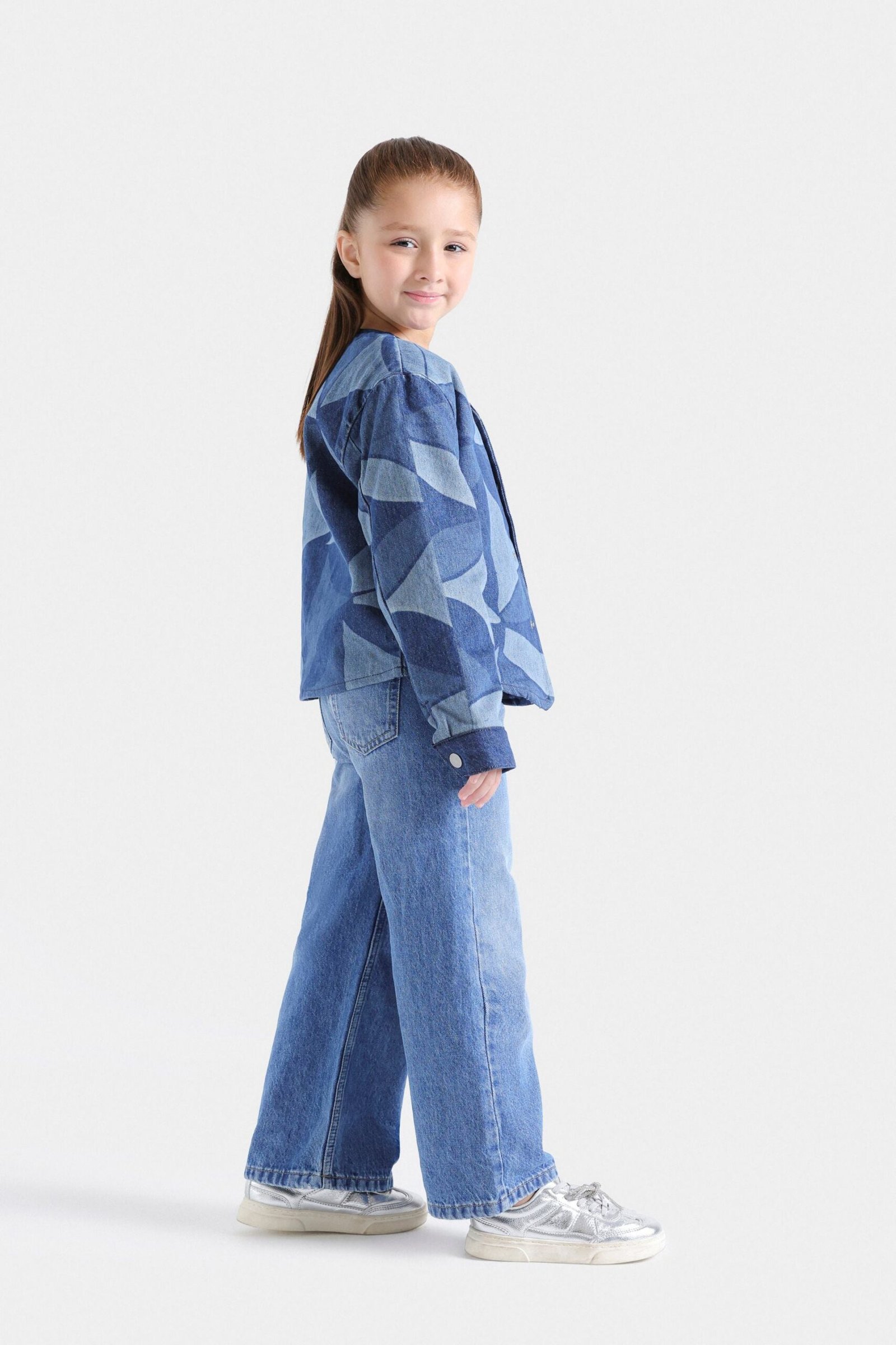 Geometric Print Denim Jacket - Image 5