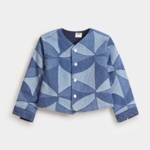 Geometric Print Denim Jacket