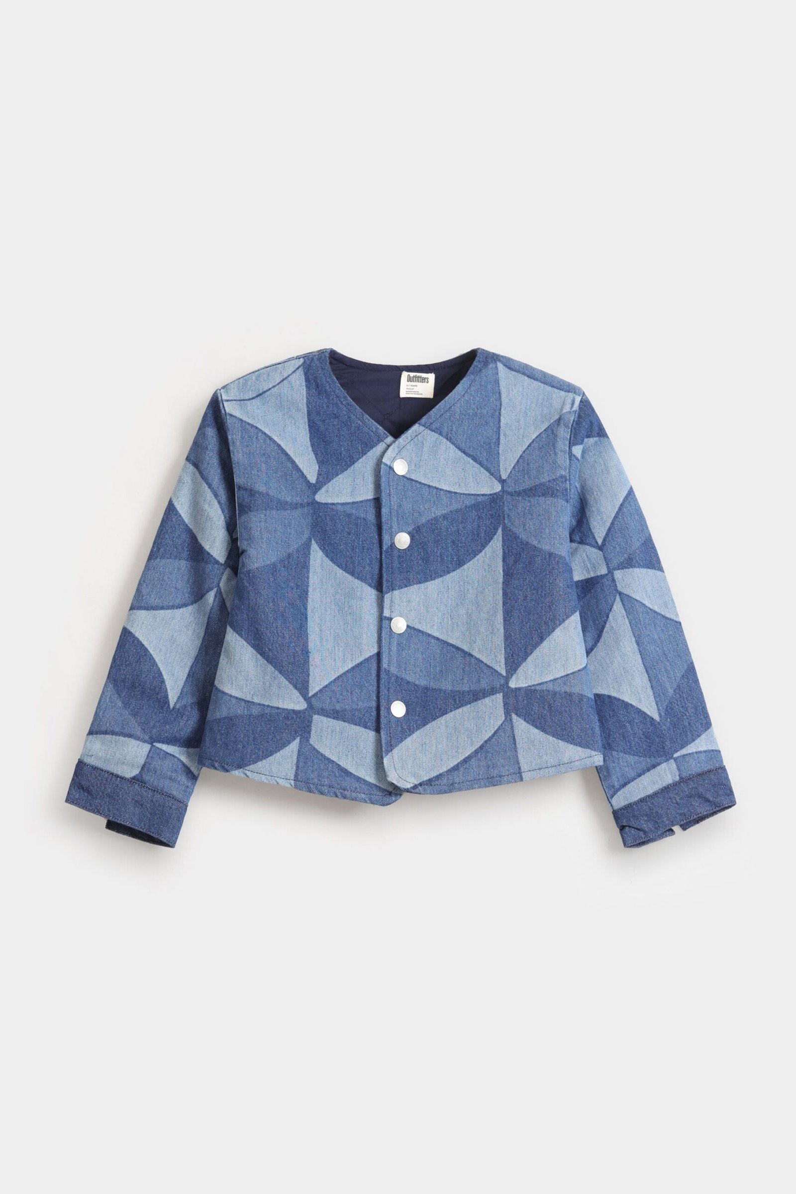 Geometric Print Denim Jacket