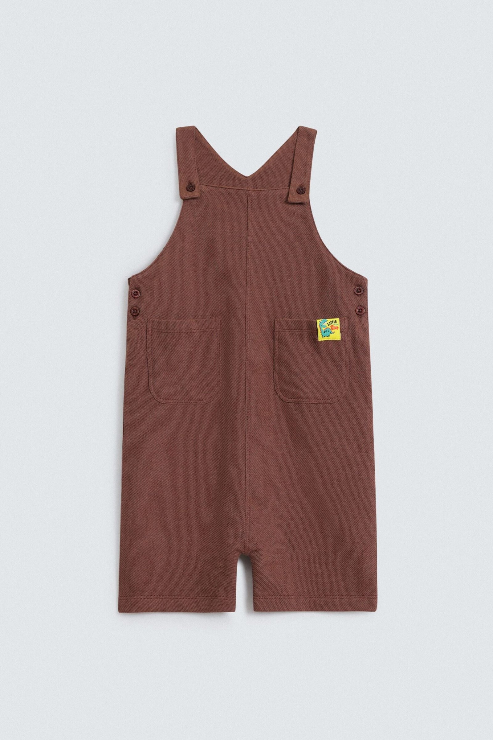 Textured Dungaree With Label Patch