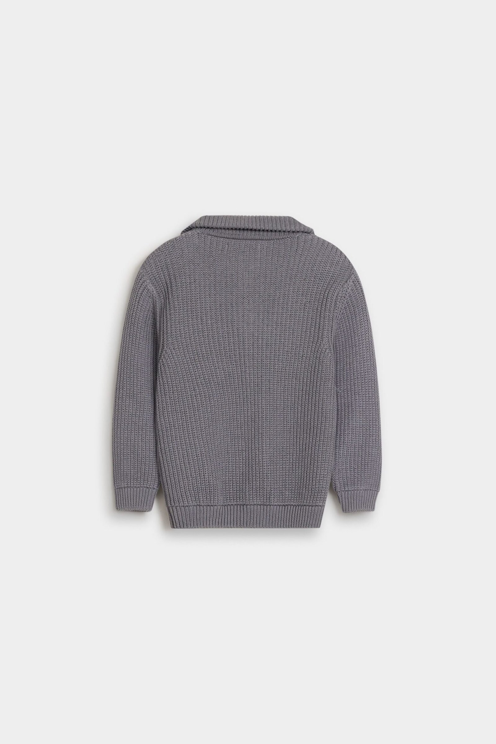 Quarter Zip-Up Sweater With Label Patch - Image 3