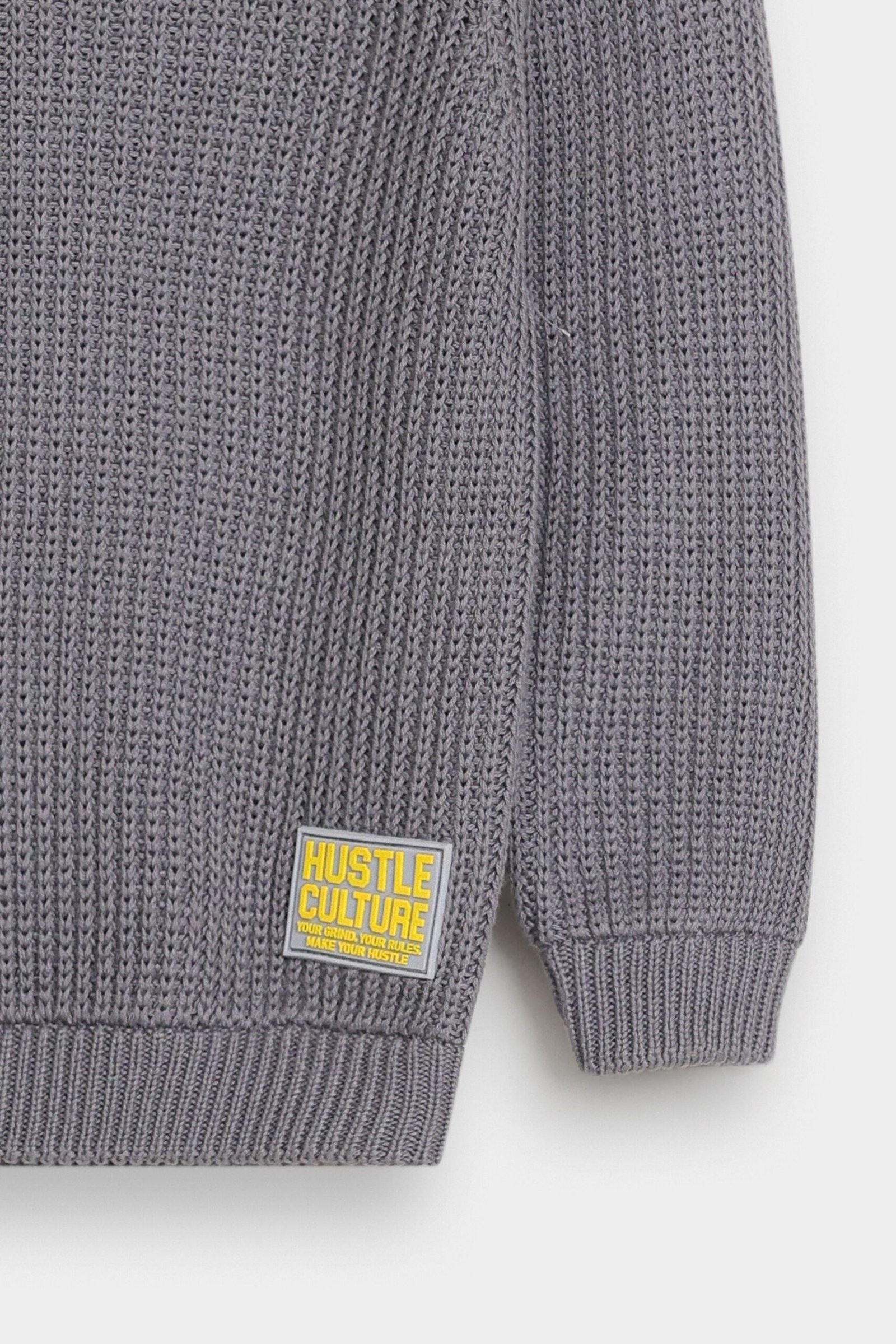 Quarter Zip-Up Sweater With Label Patch - Image 2
