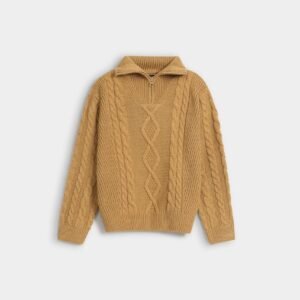 Cable-Knit Quarter Zip-Up Sweater