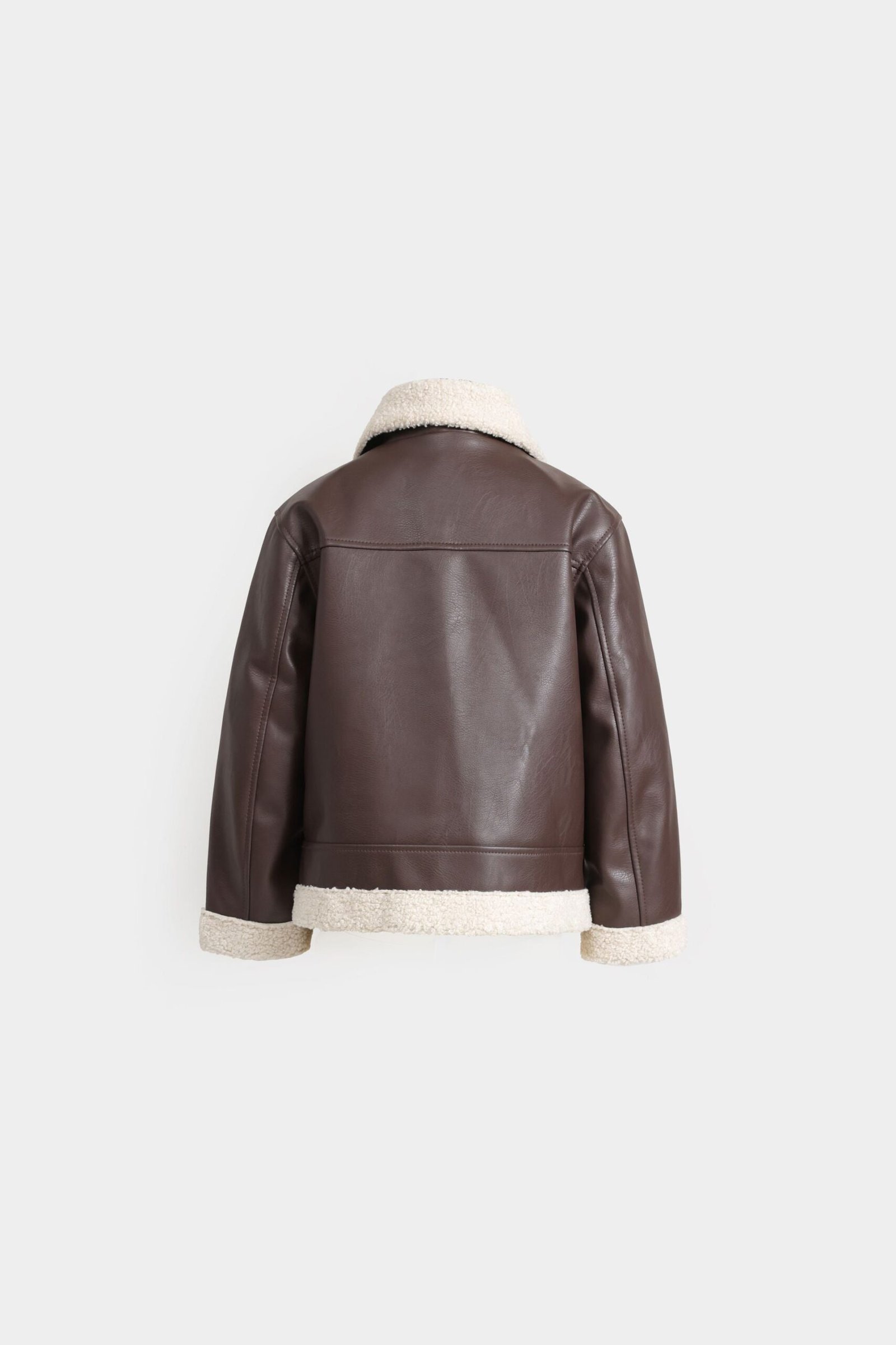 Faux Leather Jacket With Sherpa Details - Image 9