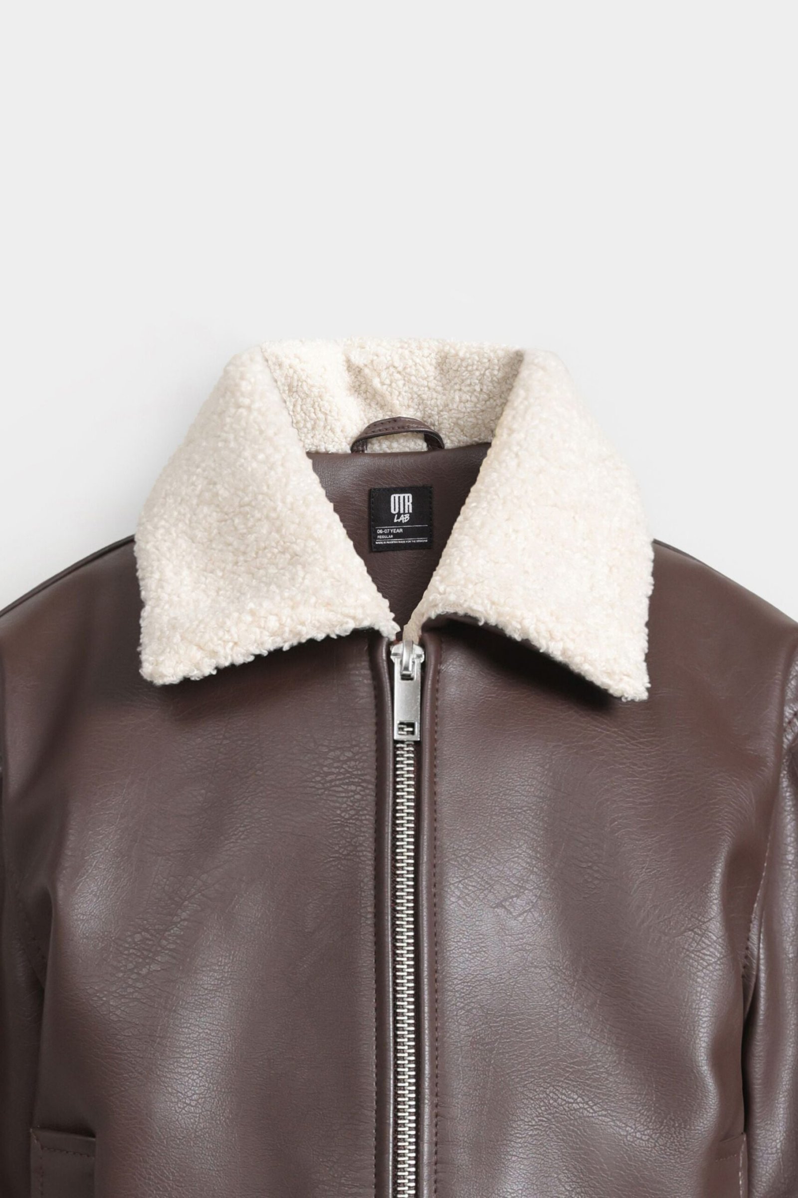Faux Leather Jacket With Sherpa Details - Image 8
