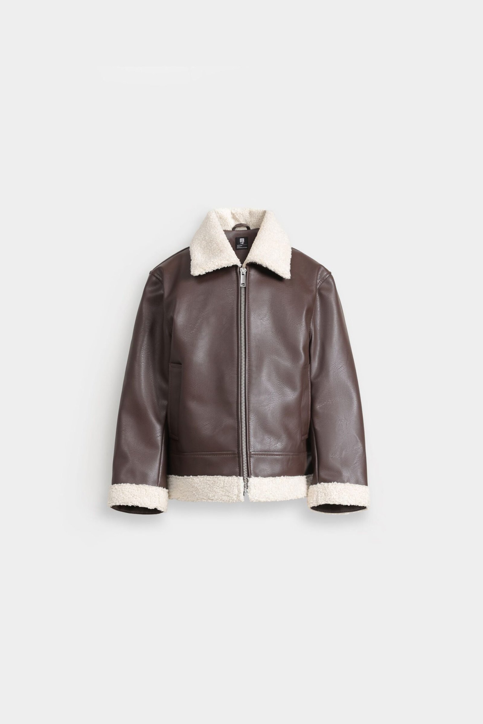 Faux Leather Jacket With Sherpa Details - Image 7
