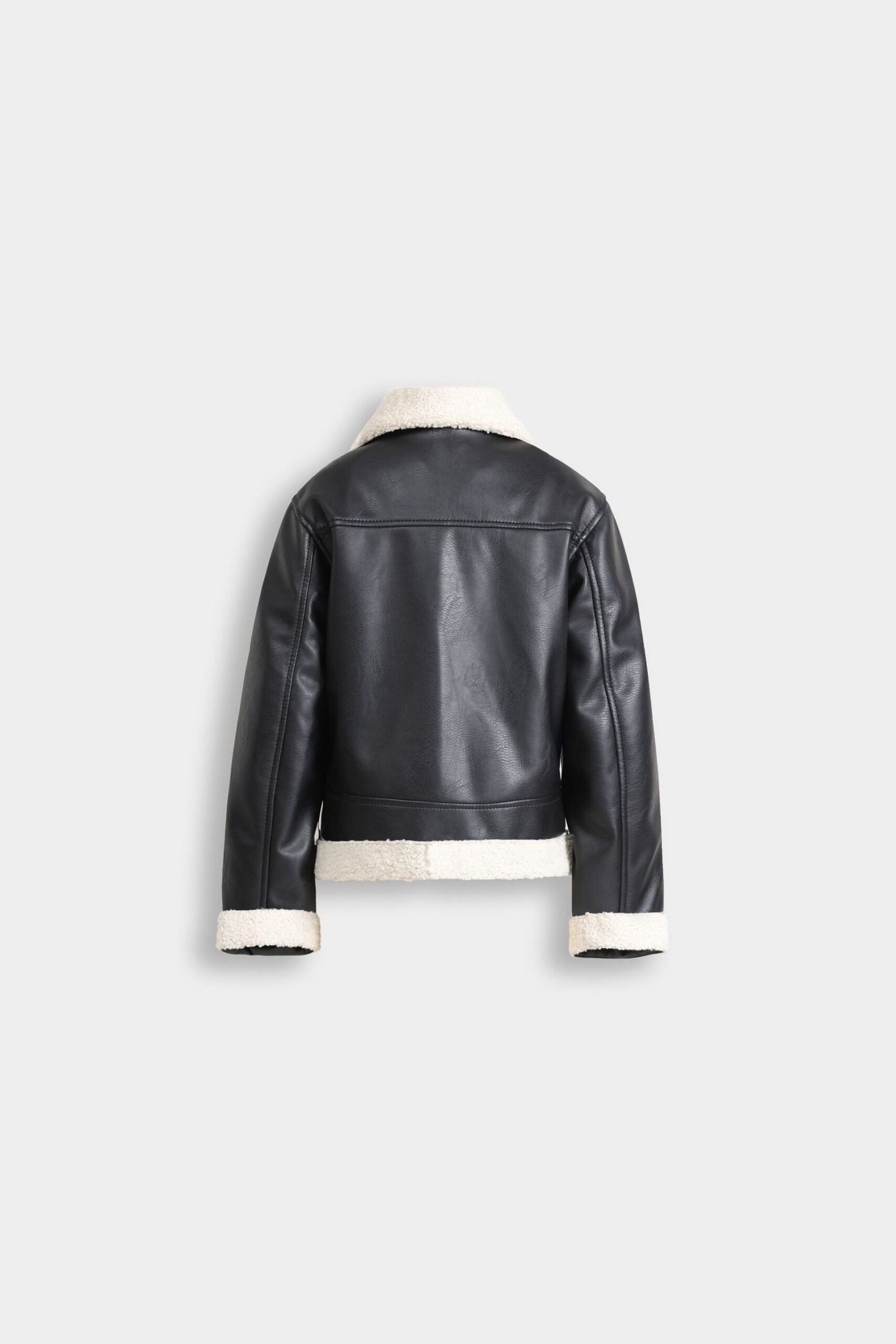 Faux Leather Jacket With Sherpa Details - Image 3