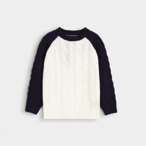 Color-Block Cable Knitted Sweater