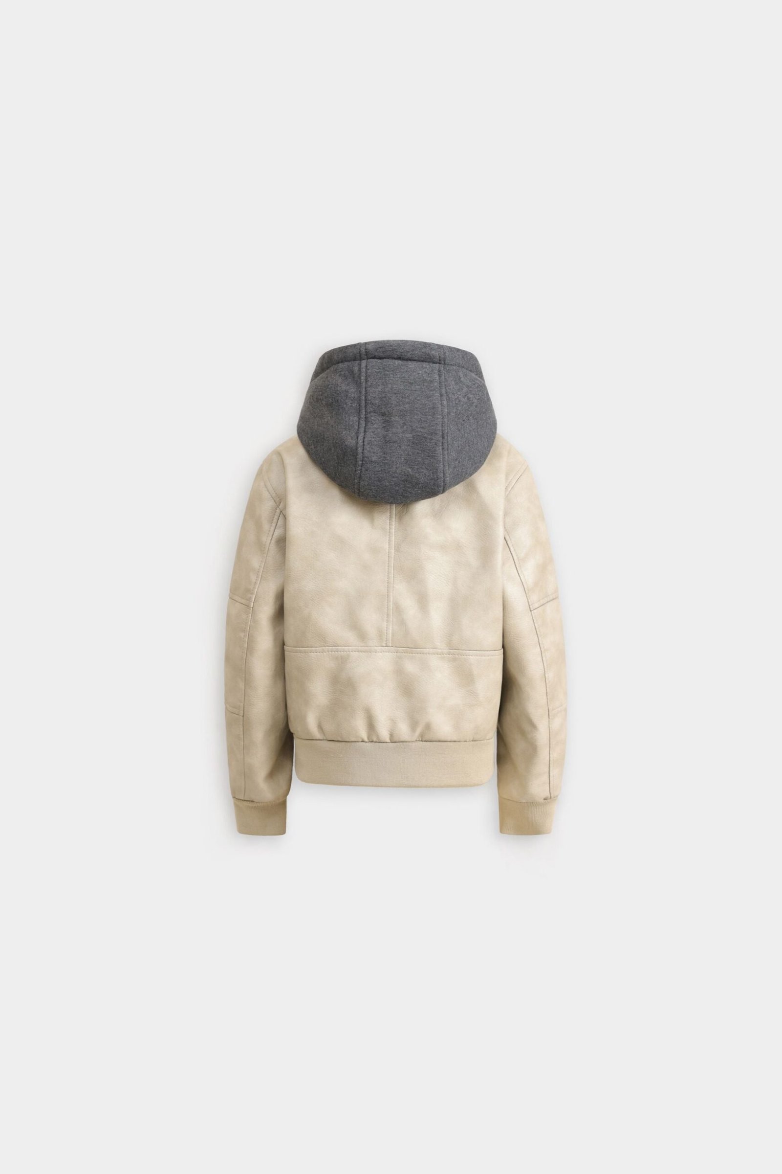 Faux Leather Jacket With Hoodie - Image 9