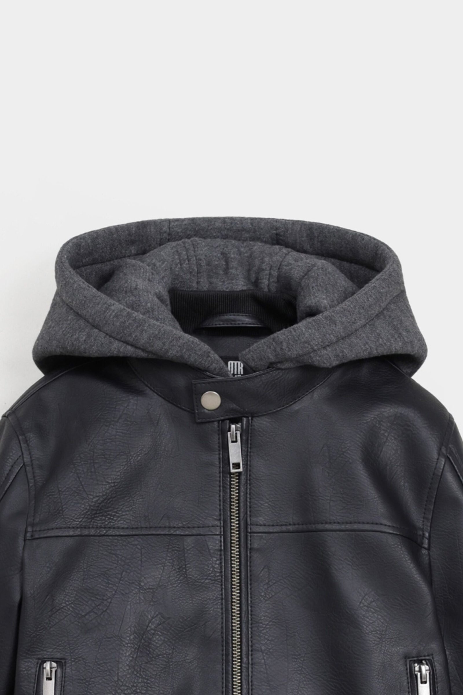 Faux Leather Jacket With Hoodie - Image 2