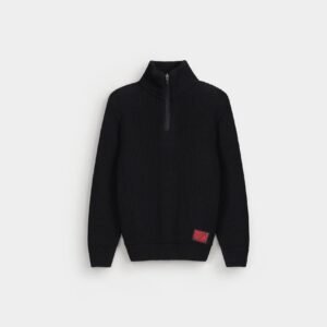 Quarter Zip-Up Sweater With Label