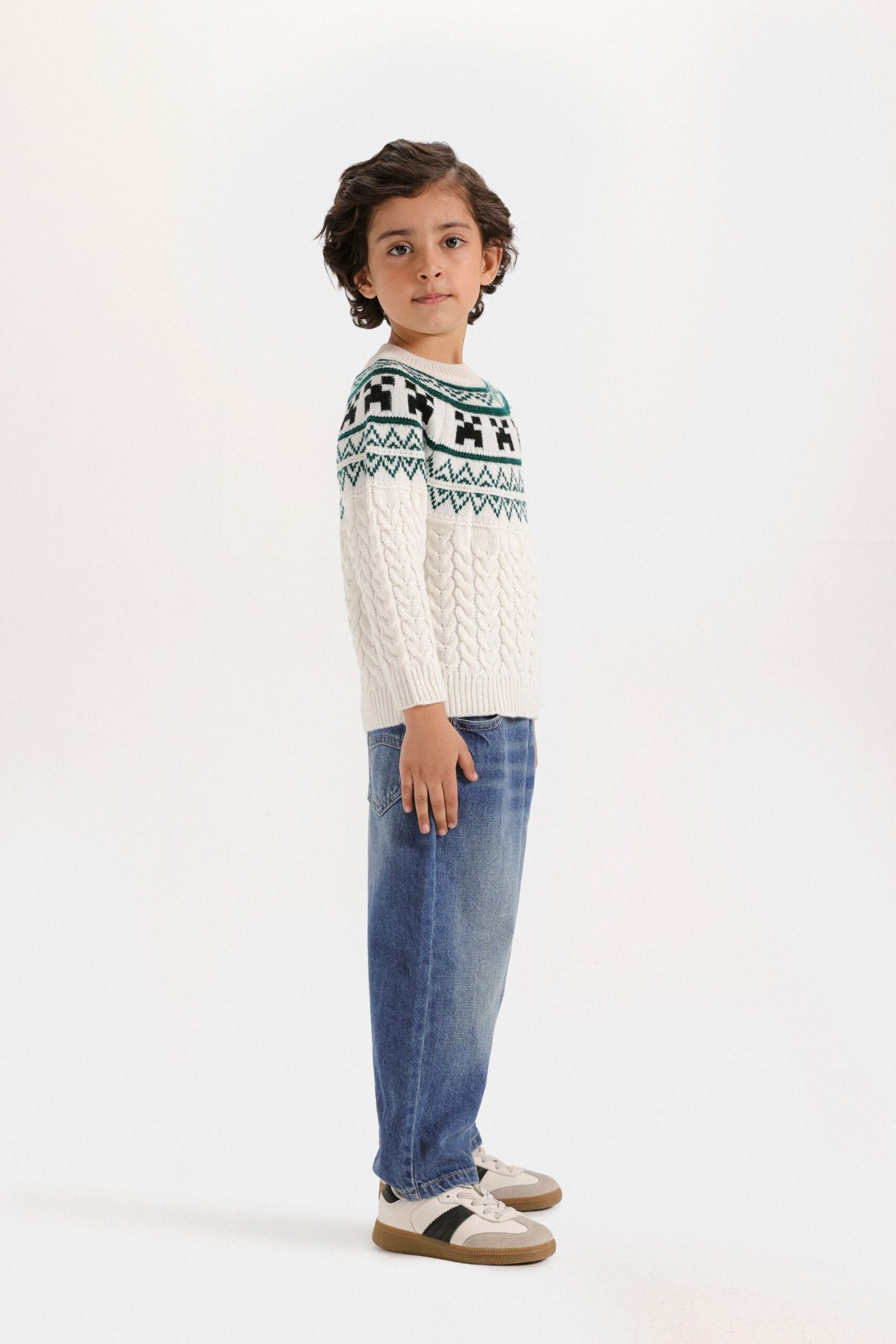Cable Knitted Jacquard Sweater - Image 5