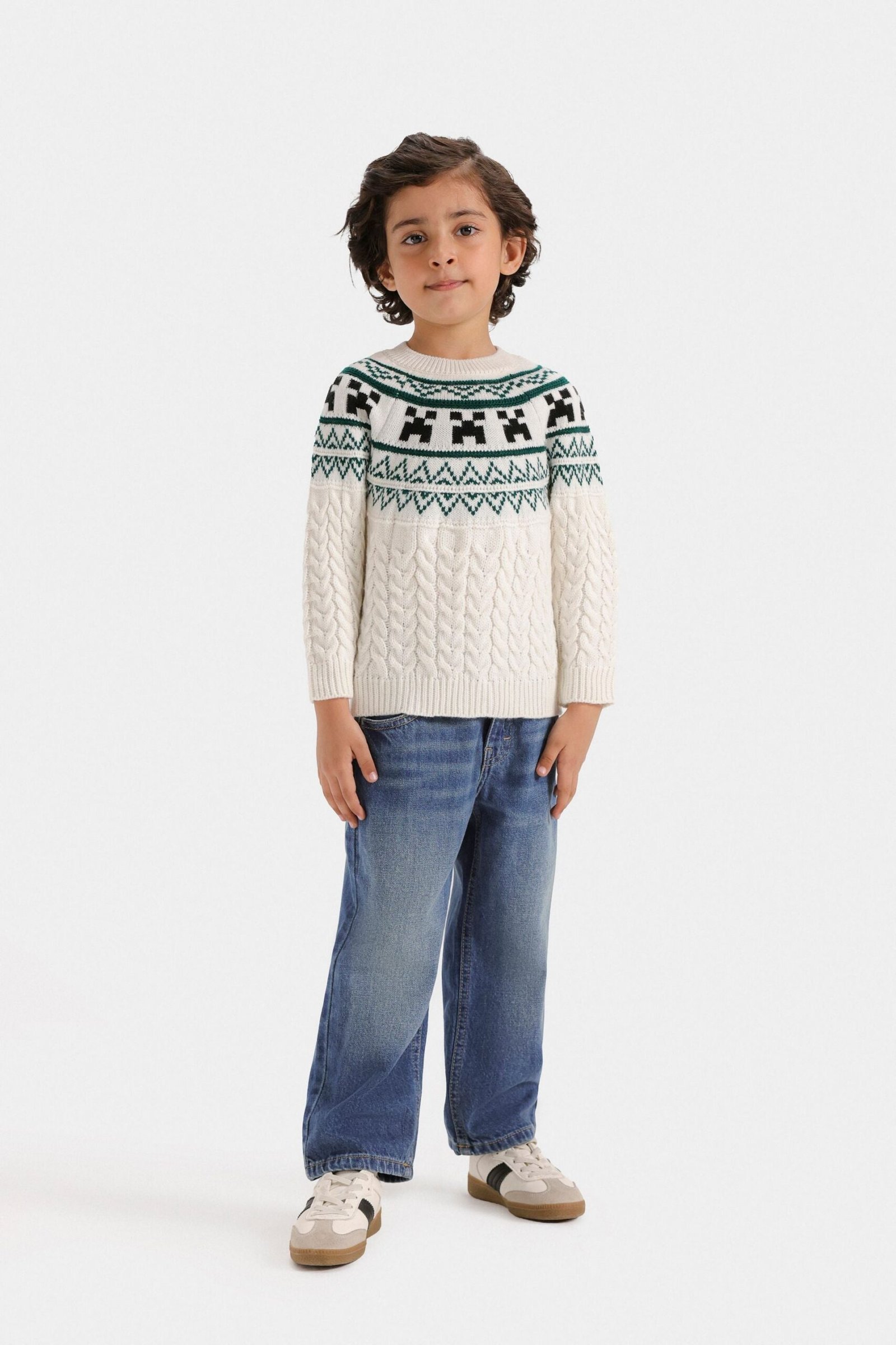 Cable Knitted Jacquard Sweater - Image 4