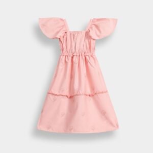 Embroidered Tier Gathered Dress