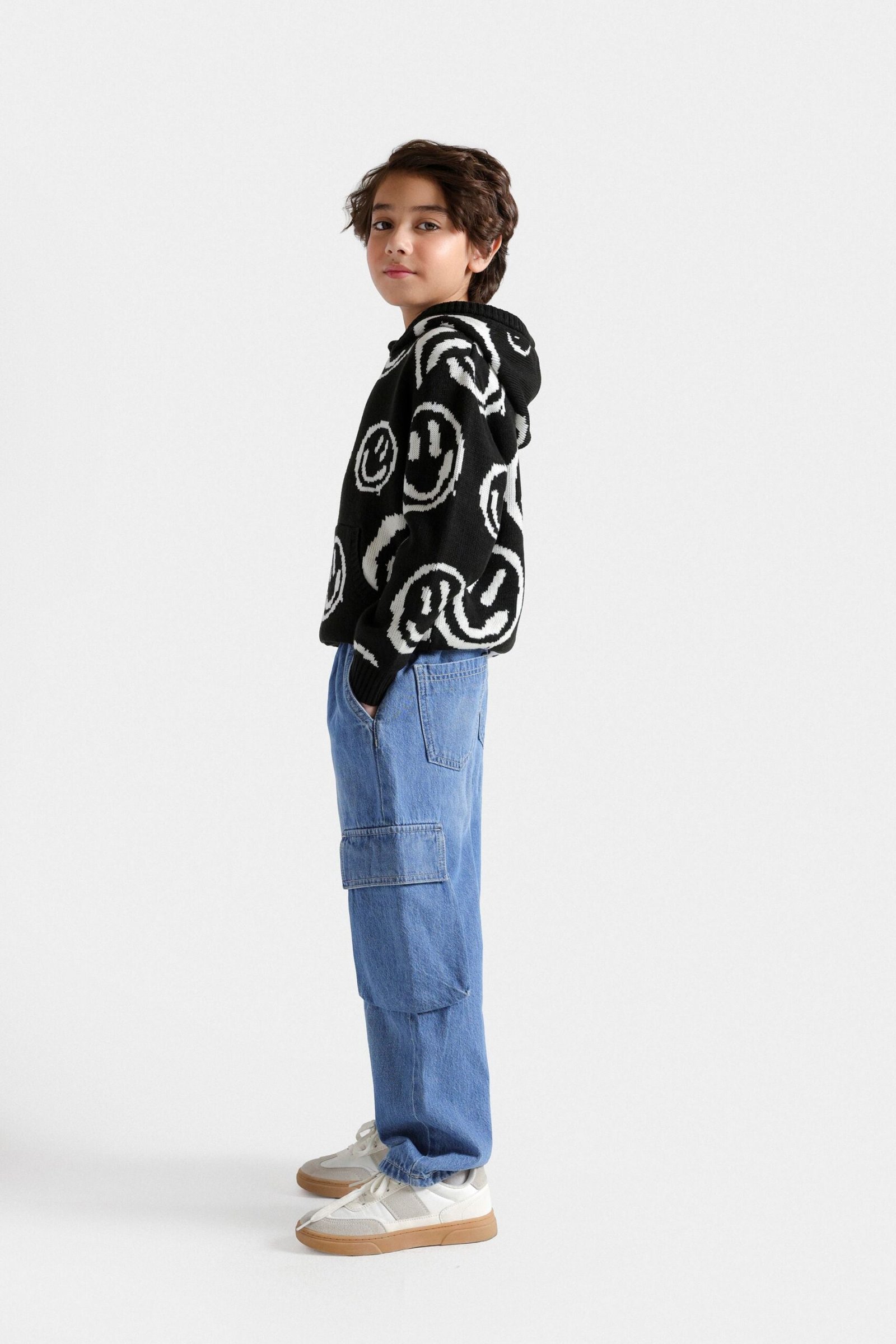 Smiley Jacquard Sweater With Hood - Image 5