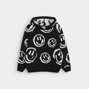 Smiley Jacquard Sweater With Hood