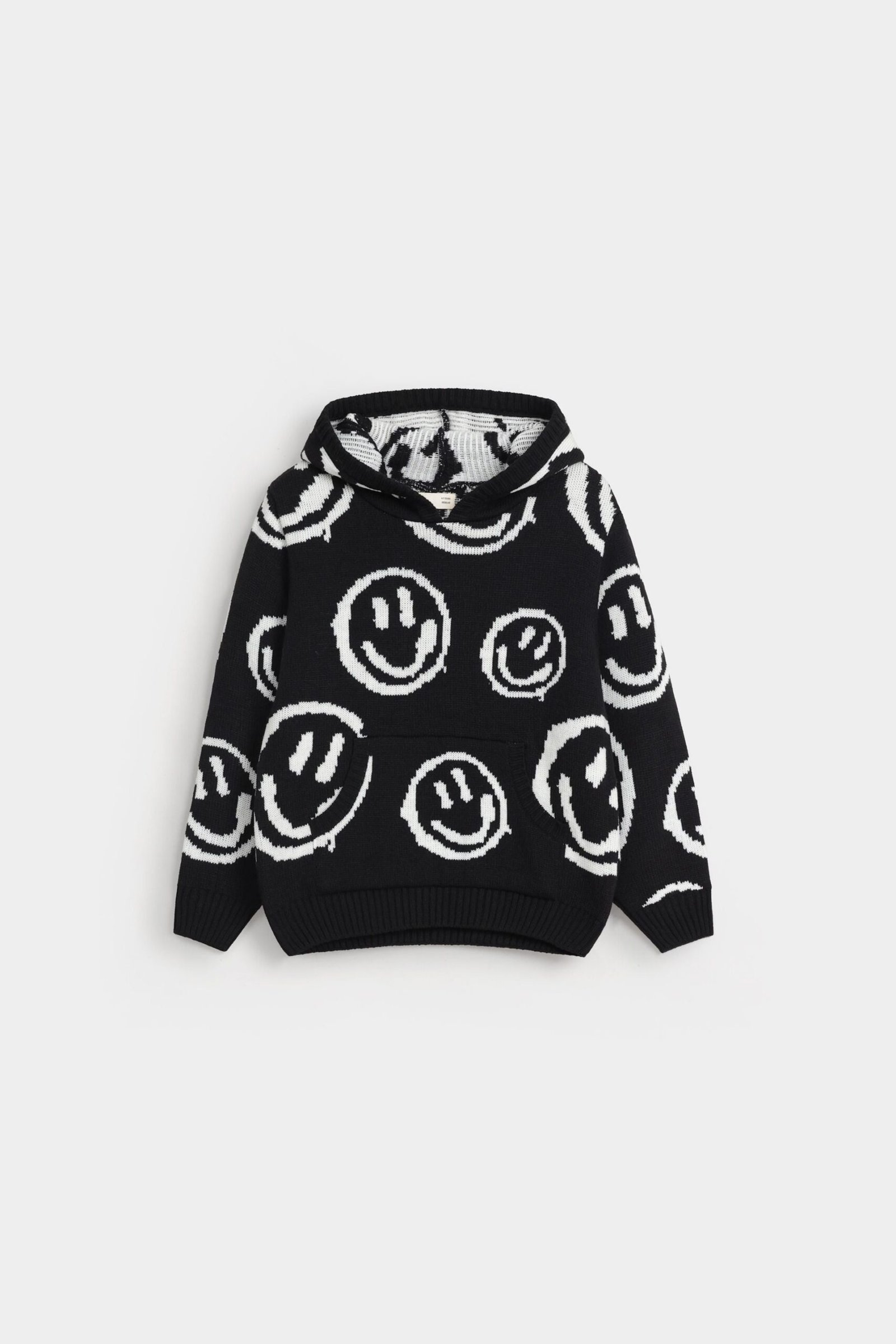 Smiley Jacquard Sweater With Hood
