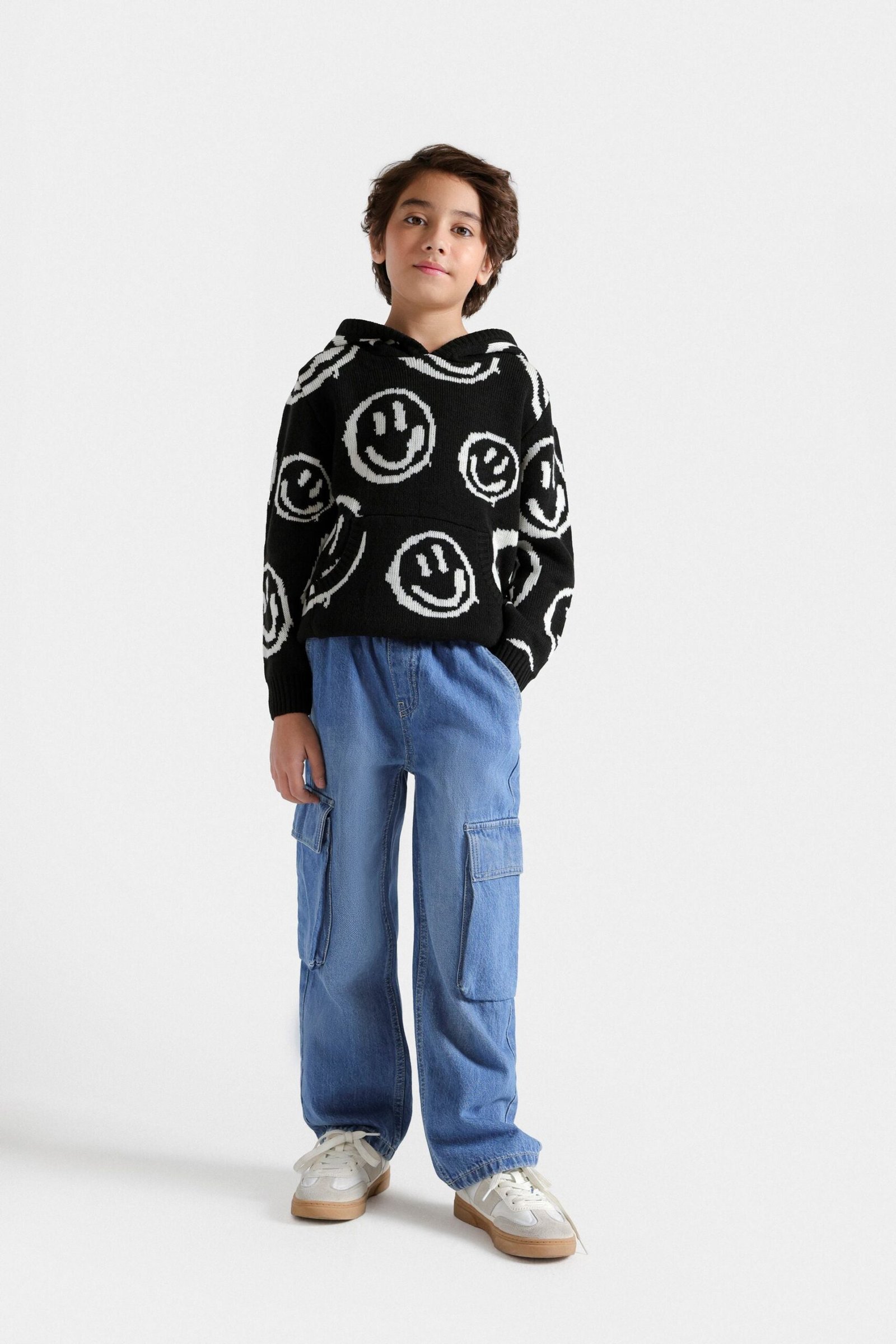 Smiley Jacquard Sweater With Hood - Image 4