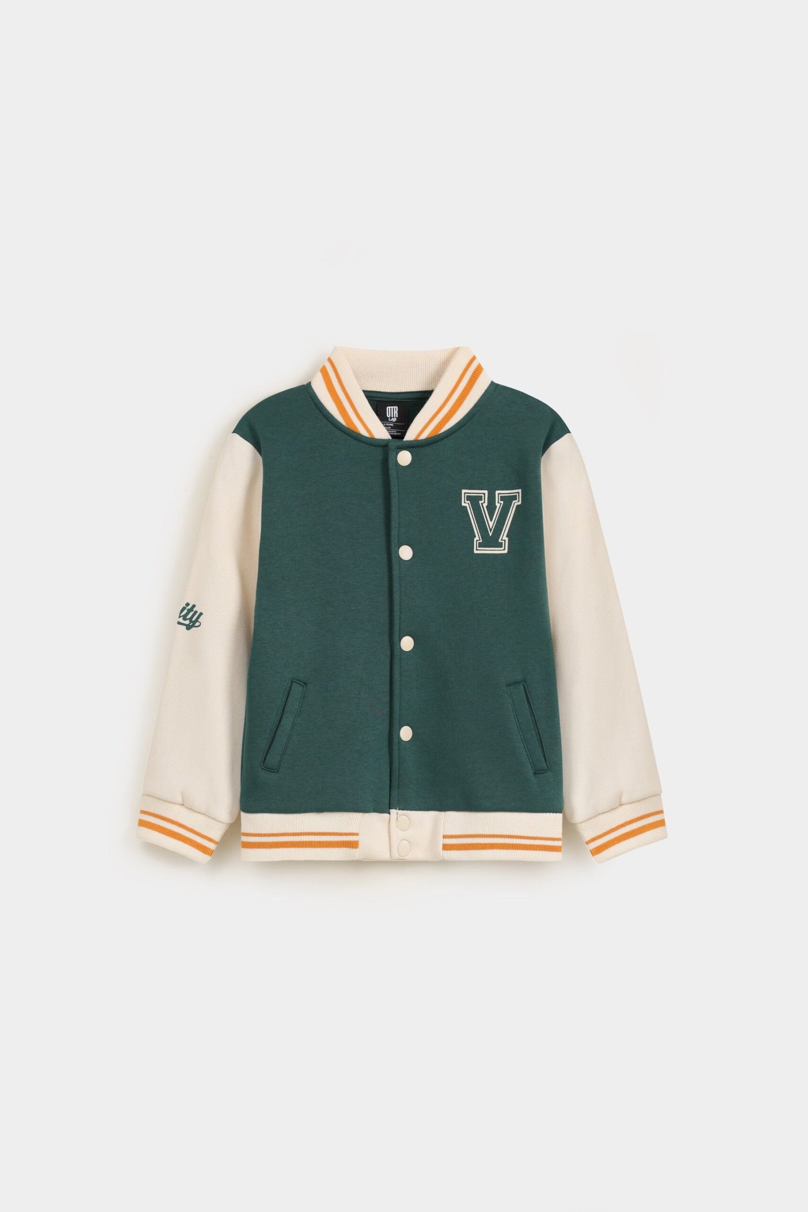 Contrast Sleeves Varsity Jacket - Image 4