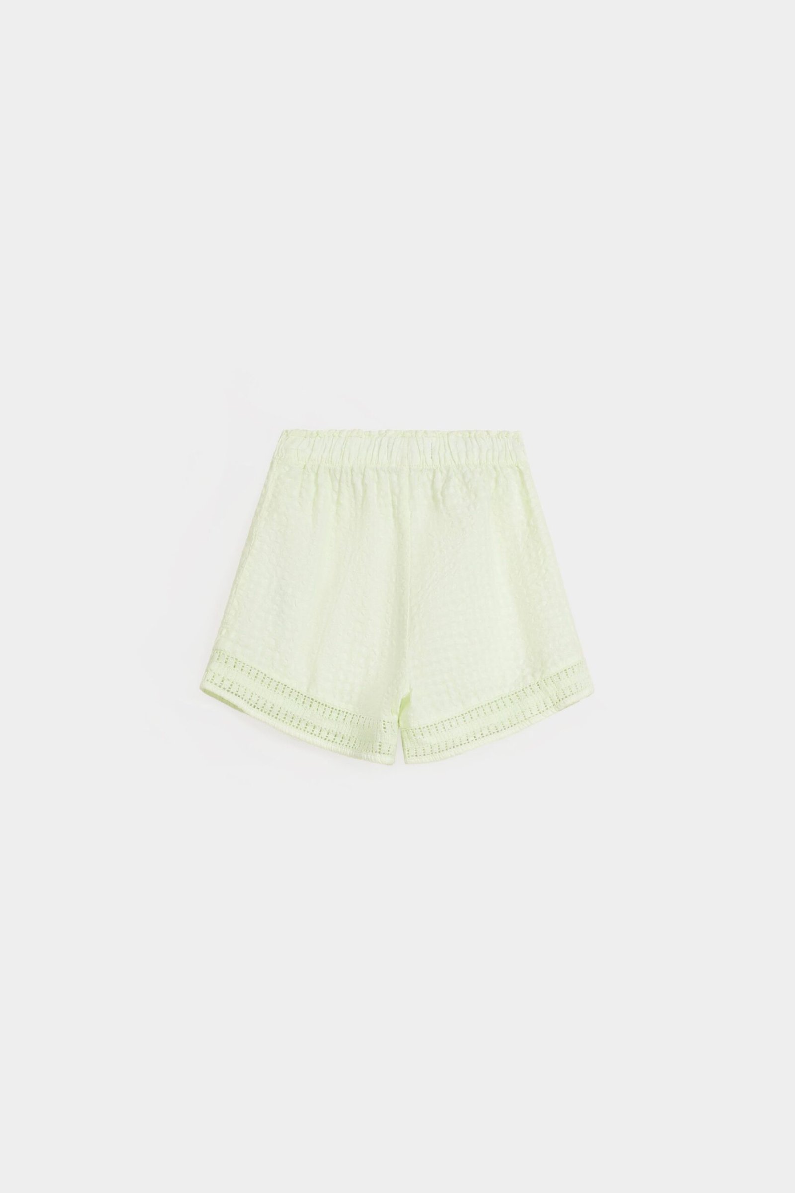 Textured Shorts With Lace Detail - Image 3