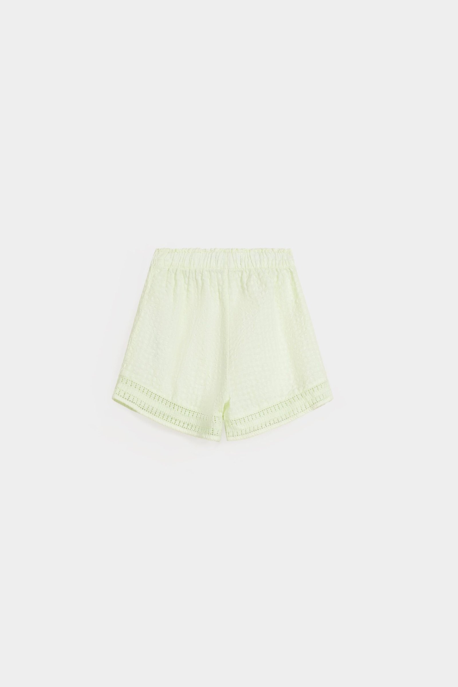Textured Shorts With Lace Detail