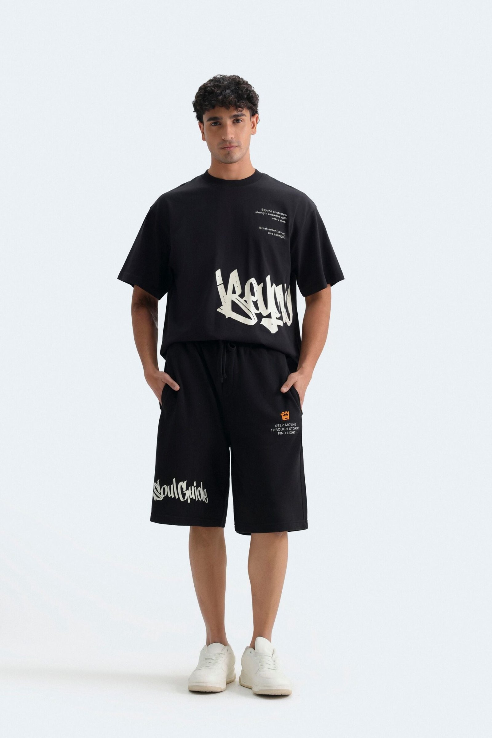 Slogan Print Bermuda Shorts