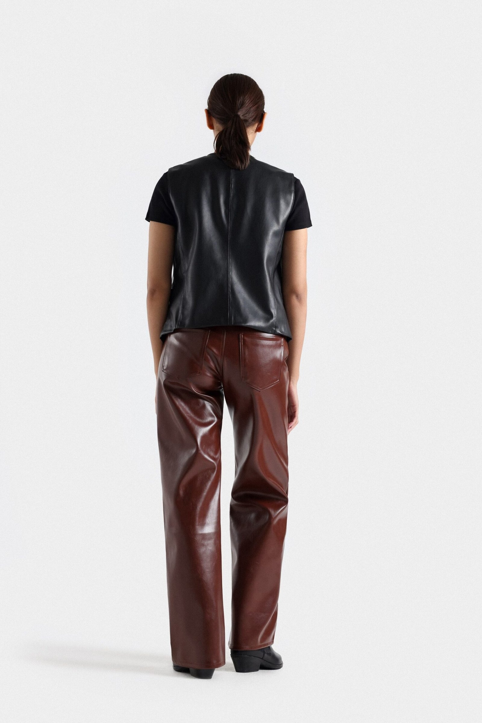 Faux Leather Cropped Waistcoat - Image 4