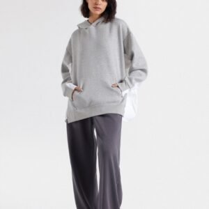 Hoodie With Woven Fabric