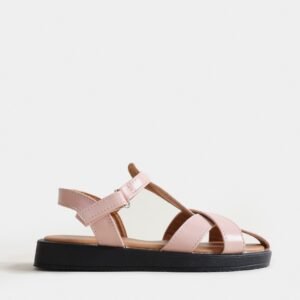 Faux Leather Caged Sandals