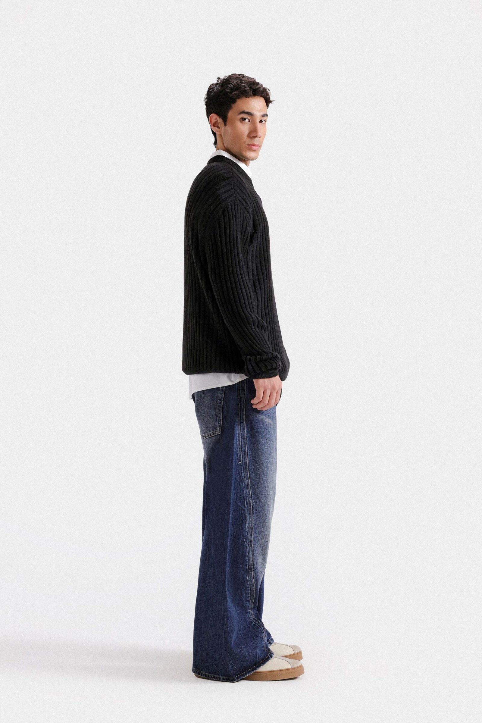 Crew Neck Ribbed Sweater - Image 3
