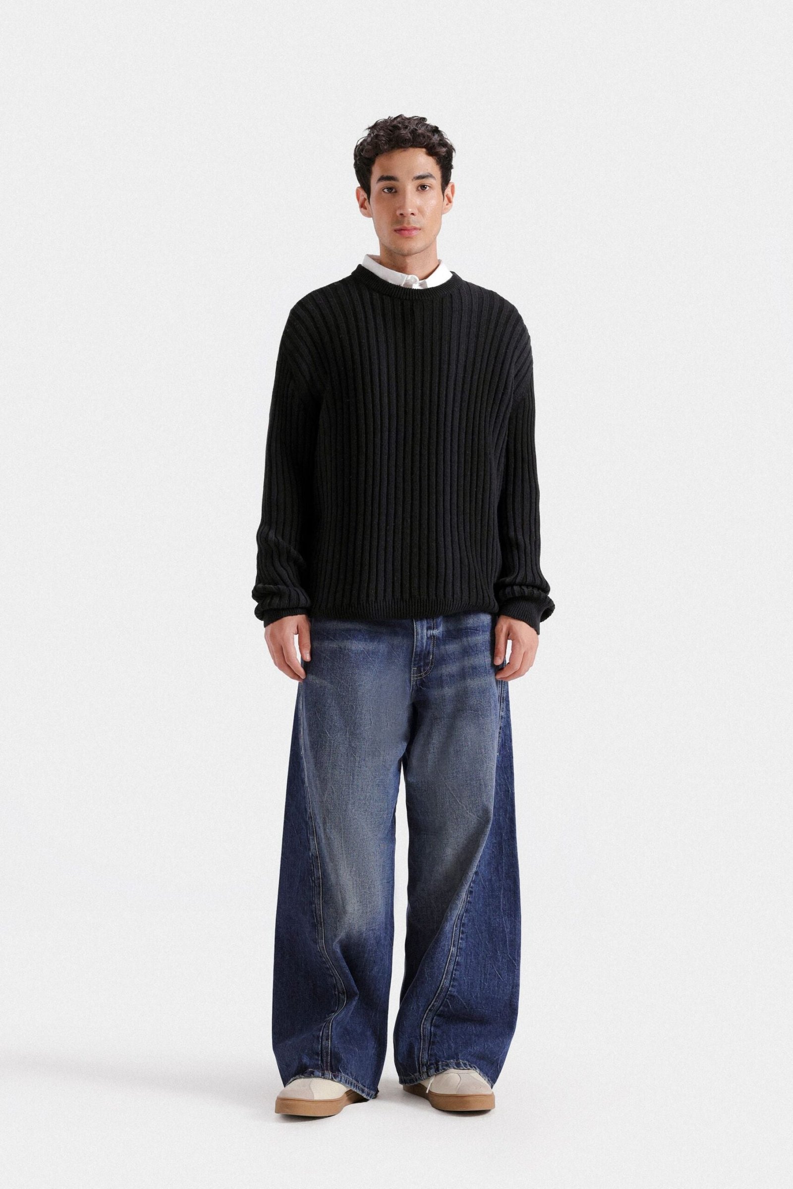 Crew Neck Ribbed Sweater