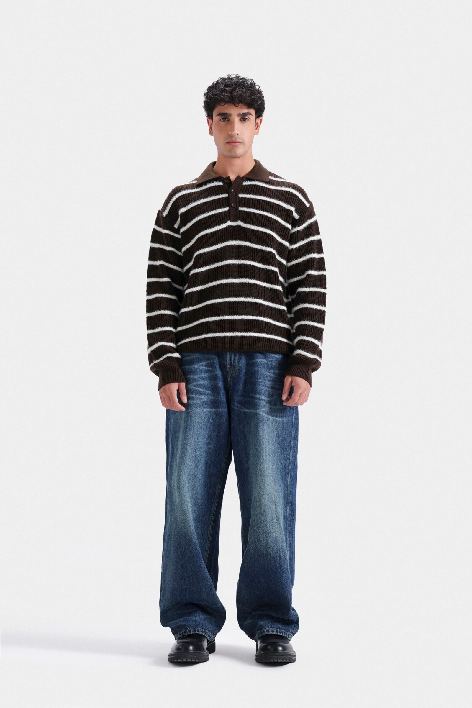 Knitted Striped Polo Sweater - Image 8