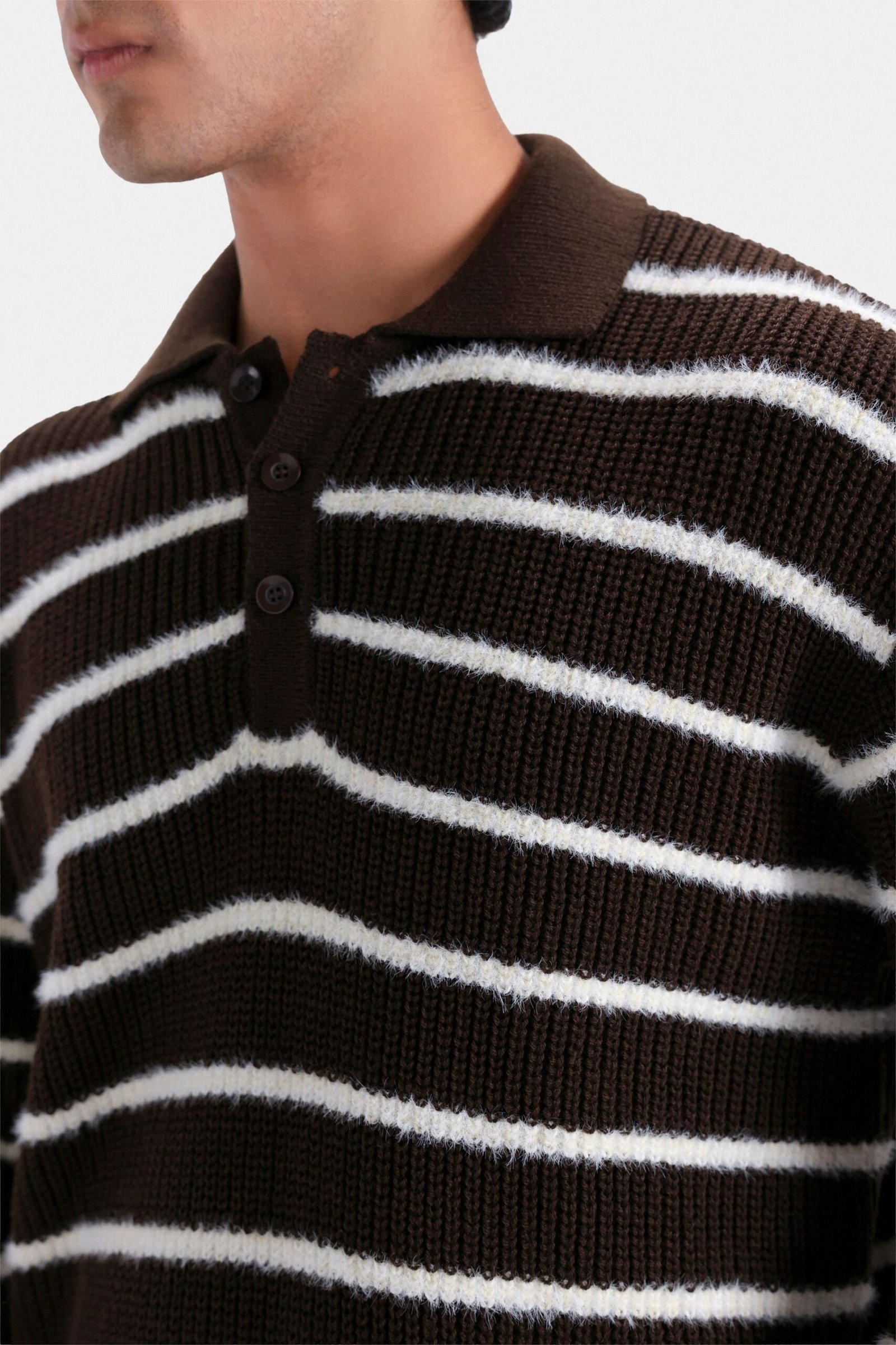 Knitted Striped Polo Sweater - Image 9