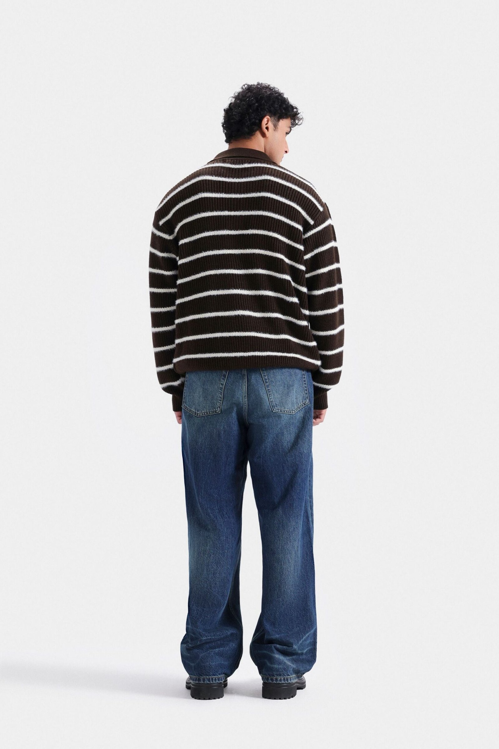 Knitted Striped Polo Sweater - Image 11
