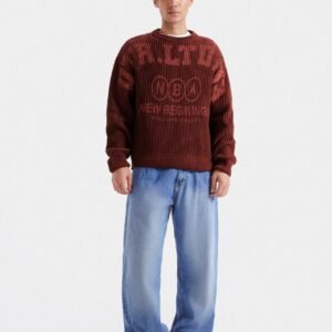 Slogan Print Ribbed Sweater