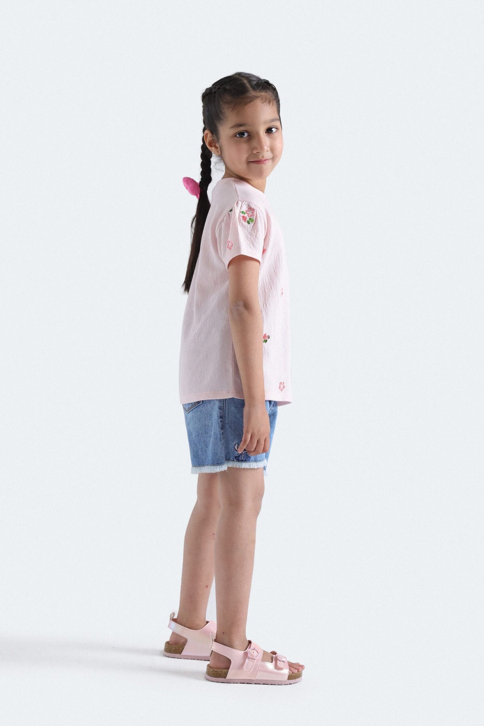 Embroidered Denim Shorts - Image 6
