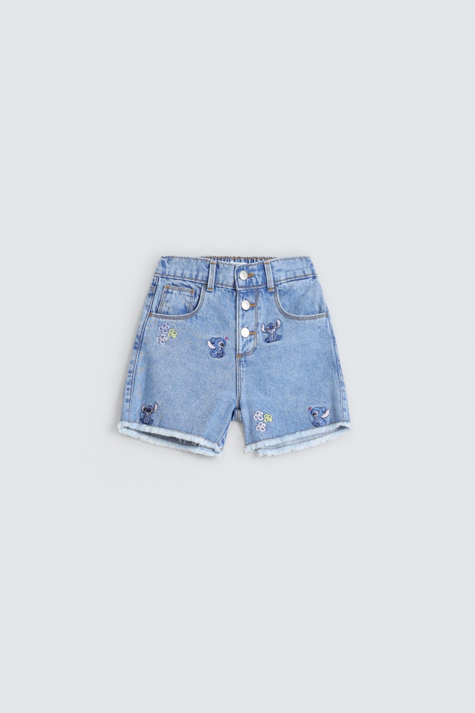 Embroidered Denim Shorts