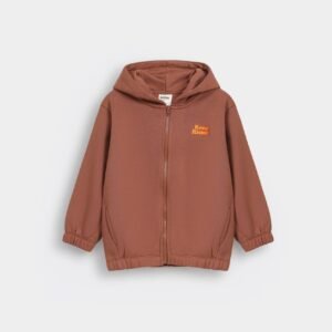 Slogan Print Zipper Hood