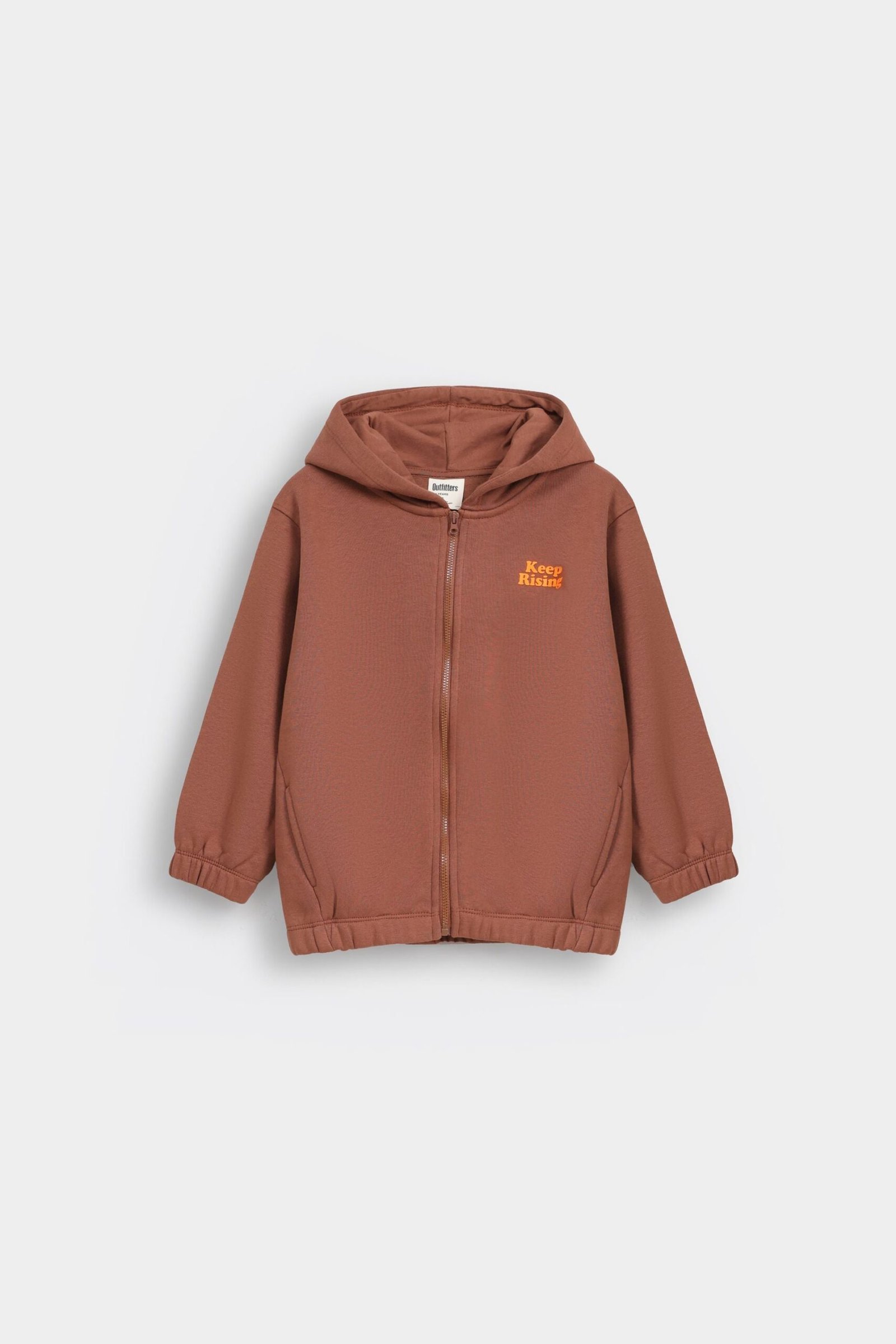 Slogan Print Zipper Hood