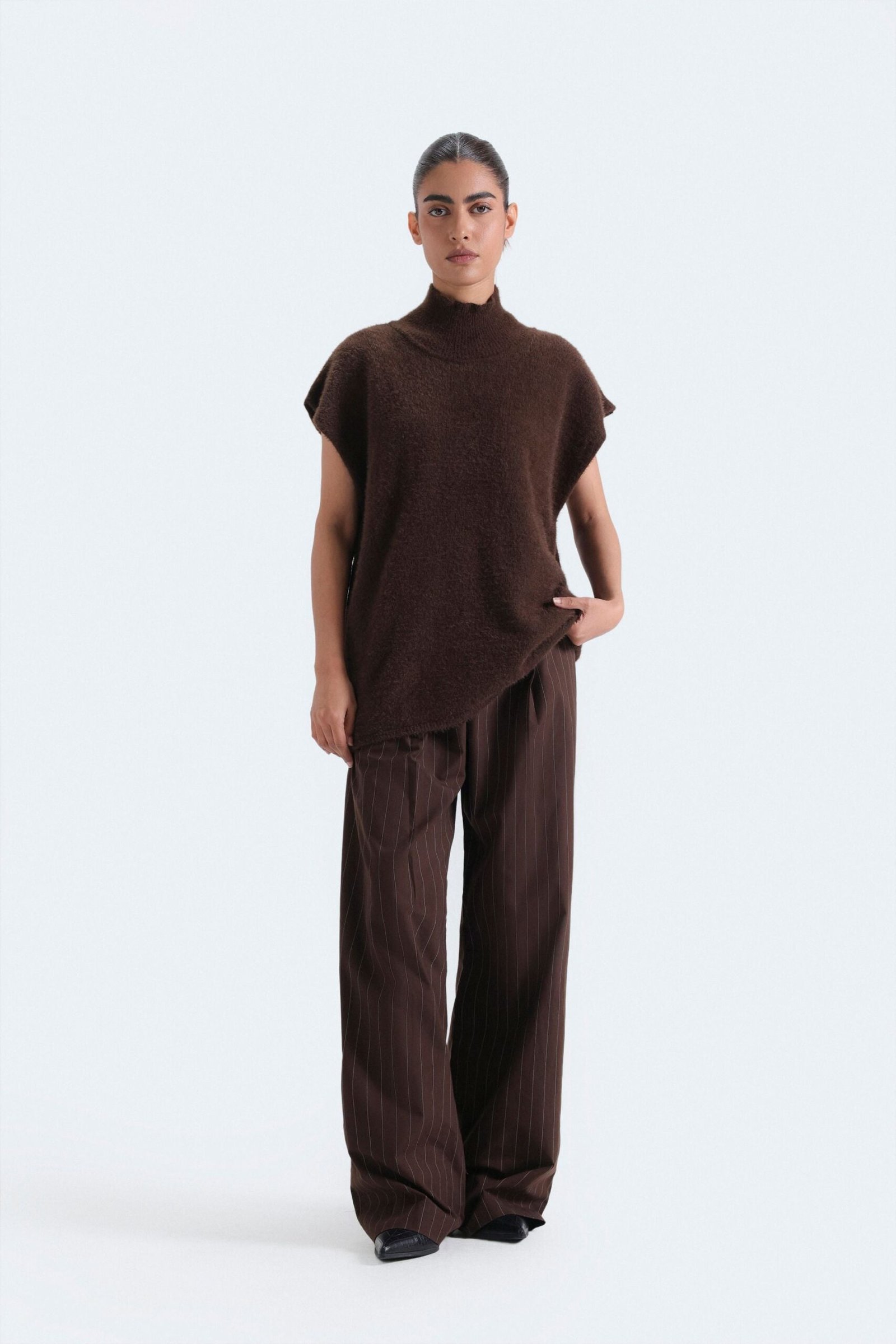 Funnel Neck Sleeveless Sweater