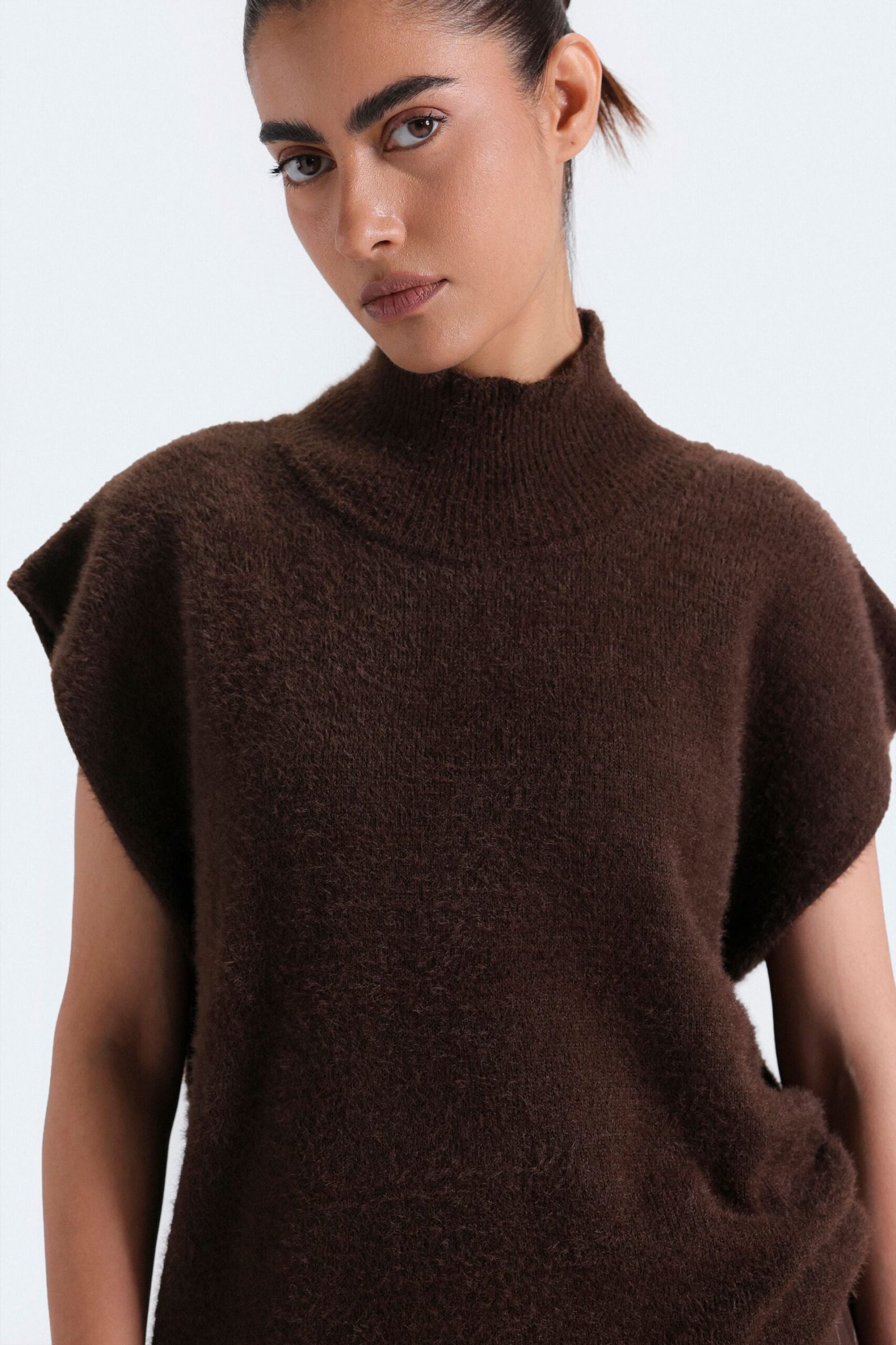 Funnel Neck Sleeveless Sweater - Image 2