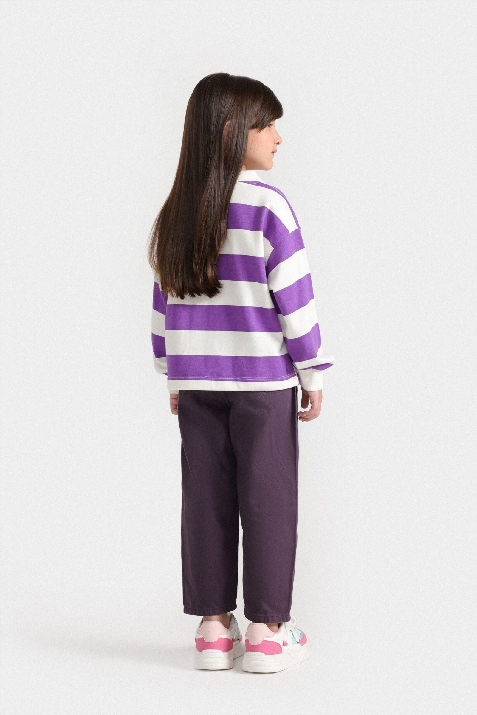 Cropped Striped Polo Sweatshirt - Image 6